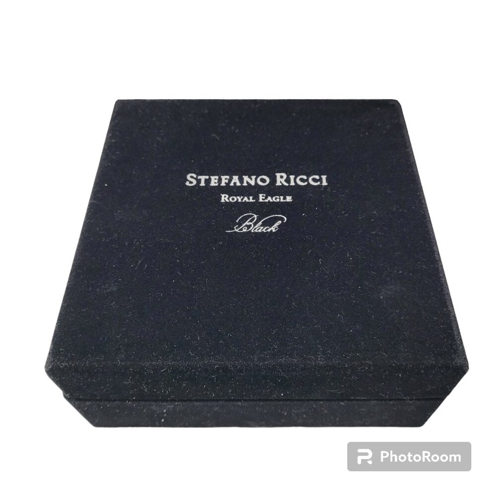 Stefano Ricci Gift Box Velvety Black Empty Square Royal Eagle Silver Logo 6 X 6